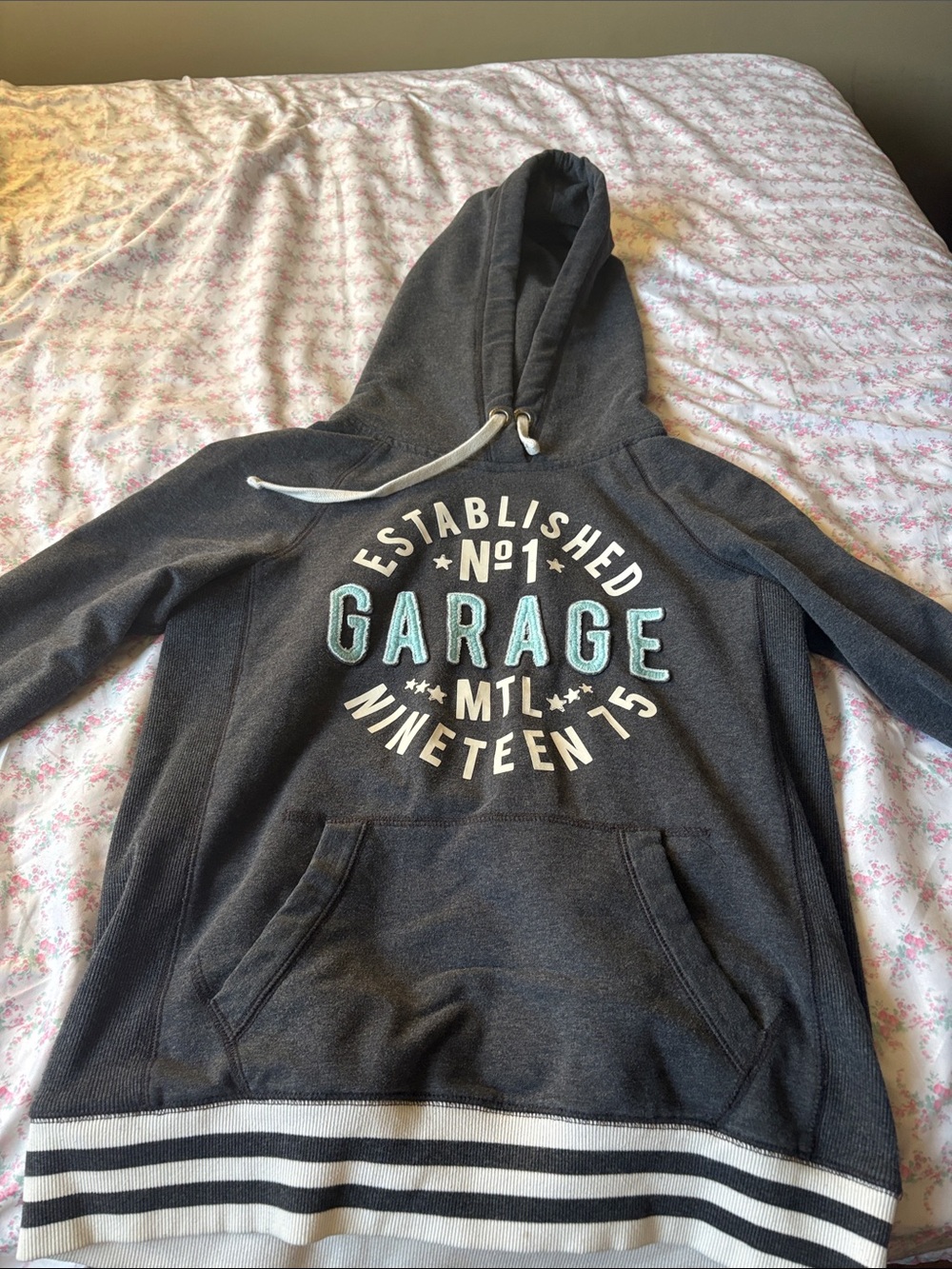 Garage Charcoal Gray Hoodie with Teal Logo